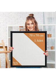 Resim Siyah Çerçeveli Tuval 70 x 70 CM Kare Profesyonel %100 Pamuk Boş Tablo 