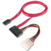 Resim Digitus AK-400112-005-R 0.50 Mt SATA to SATA 22 Pin Dişi Güç Erkek AWG28 Zırhlı SATA Kablosu 