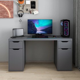 Resim Alen 150 cm 2 Çekmeceli 2 Dolaplı Çalışma & Oyuncu Masası - Antrasit 