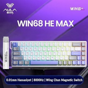 Resim Aula Win68 He Max Manyetik Klavye Rapid Trigger Wing Chun Switch 8000Hz RGB TKL Hot Swap Oyuncu Klavyesi Mavi 