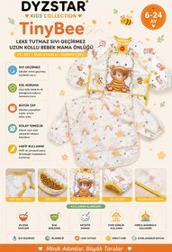 Resim DYZSTAR TinyBee Leke Tutmaz Sıvı Geçirmez Uzun Kollu Bebek Mama Önlüğü - 2 li Set BLW Uyumlu Kırıntı Cepli 6 