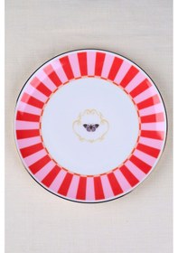 Resim Tabak Evi Porselen Butterfly Collection Altın Yaldızlı Pasta Tabağı Kırmızı 20,50cm Tekli Çok Renkli 