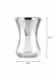 Resim Rova Tr Simge Serisi Cam Titanyum Kaplama 6 Kişilik Çay Bardağı Seti - Modern Şık Çeyizlik Set Gümüş 