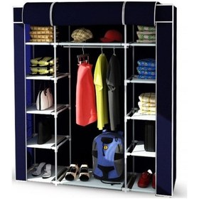 Resim Arvenlive Çelik Profilli Lacivert Renk Bez Dolap, Kumaş Gardırop 