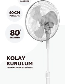 Resim GenelTedarik KUMTEL Beyaz Vantilatör 16'' (3P) Ktf-290 