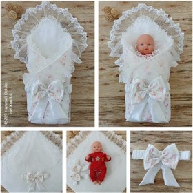 Resim Hanımeli Delüks Bebek Kundağı Unisex Bebek Dış Kundak Battaniyesi Hastane Çıkışı Kundak Battaniye Ekru 