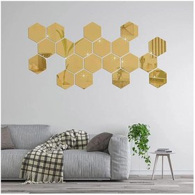 Resim Numa Concept Altıgen Bal Peteği 12'li Aynalı Gold Pleksi Duvar Dekorasyon Lazer Kesim 10x10 Cm 