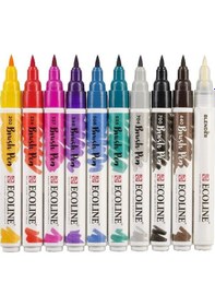 Resim Talens Ecoline Brush Pen Fırça Uçlu Kalem Seti 10 Renk Handletter 
