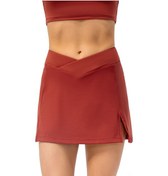 Resim Geeroyoo Spor Kadın Tenis Eteği, İç Cep Ve Güvenlik Astarlı, Golf İçin Moda, Kiremit Kırmızısı, 12/xxl Beden Kırmızı 