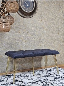 Resim Zafir Metal Gold Tel Ayaklı 100 Cm Puf Bench - Puf - Bench - Oturak - Mutfak Oturağı - Antre Oturağı Füme 