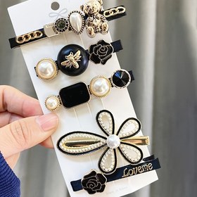 Resim Kadınlar ve günlük kullanım için şık saç tokaları, sahte inci süslemeli saç perçinleri, çiçek saç tokaları ve trend saç tokaları 5 adet 