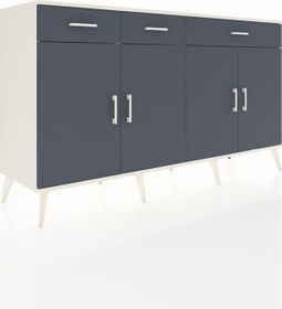 Resim Kronos Konsol 4 Raflı 3 Çekmeceli 4 Kapaklı 176x59x99 Aytaşı-antrasit Antrasıt - Aytası 
