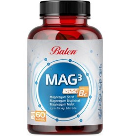 Resim Balen Mag 3 Magnezyum Sitrat Bisglisinat Malat 679 Mg Takviye Edici Gıda 60 Kapsül 