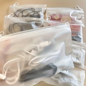 Resim 10/20 Paket Şeffaf PVC Fermuarlı Poşetler Çekme Tırnaklı - Yeniden Kullanılabilir, Beyaz, Dikdörtgen Kırtasiye, Seyahat, Çorap Ambalajı İçin - Elde Yıkanabilir veya Kuru Temizlenebilir 