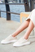 Resim ACBC x Derimod Women's Cream Lace-Up Chunky Sole Sneakers Derimod