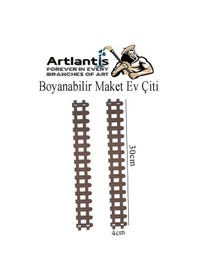 Resim Boyanabilir Ahşap Maket Çit 4 Adet 30x4 Cm Dekoratif Minyatür Bahçe Çiti Proje Tasarım Okul Hobi 