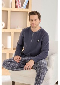Resim Pijamoni Erkek Düğme Yaka Kışlık Polar Pijama Takımı 6100/7.7 - 1 Adet Antrasit 