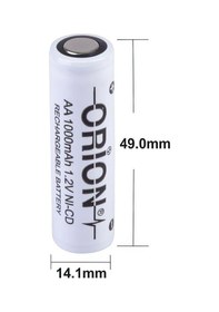 Resim Orion 1.2 V Ni-Cd AA 1000mAh Şarj Edilebilir Kalem Pil 