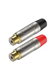Resim Roxtone Rx-J808 Rca Dişi Jak Metal Kırmızı-Siyah 2Adet 
