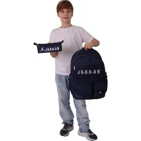 Resim Jordan Air Brooklyn Navy Blue Lacivert Ikili Sırt Çantası ve Kalemlik Seti - Erkek Çocuk - SETJA-Q3184C 