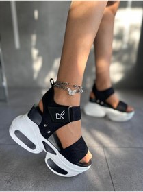 Resim Modanizm Jamie Dolgu Topuklu Siyah Spor Sandalet 