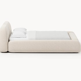 Resim Prag Çift Kişilik Karyola Açık Bej Dokuma Kadife - 200x200 cm 