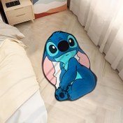 Resim Disney Stitch Kaymaz Mat - Yatak Odası, Oturma Odası, Oyun Odası Dekoru için Canlı Karikatür Tasarımlı %100 Polyester Makinede Yıkanabilir Dikdörtgen Zemin Matı - Paskalya Halloween Hediyesi, Banyo Vurgusu, Eğlenceli Tasarım, Dayanıklı Kumaş 