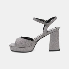 Resim Desa Kadın Platin Simli Platform Topuklu Abiye Ayakkabı 
