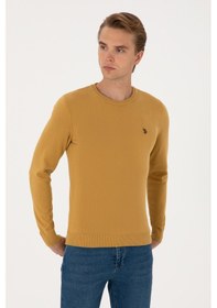 Resim U.S. Polo Assn. Erkek Slim Fit Bisiklet Yaka Hardal Basic Kazak 50313713-VR151 