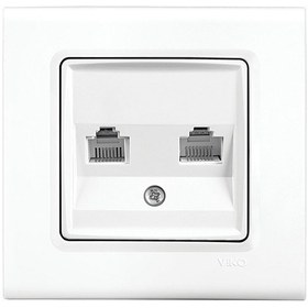 Resim Viko Linnera Beyaz İkili Nümeris Cat-3 Telefon Prizi Çerçeveli 