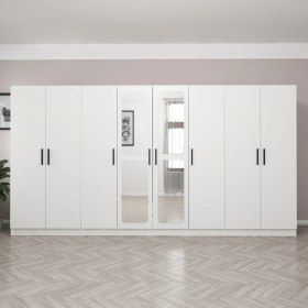 Resim Minar Kale 8 Kapak Aynalı 2 Çekmece Zincir Dolap - Beyaz 