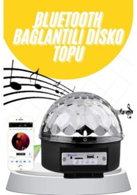 Resim Disko Topu Renkli Işıklı Lazer Parti Bluetooth Bağlantılı Led Küre Çok Renkli 