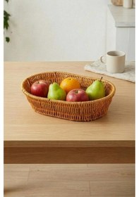 Resim Digithome Oval Rattan Mini Ekmek Sepeti - Bb6063 Turuncu 