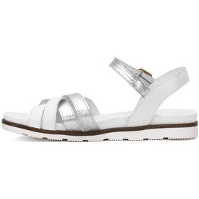 Resim Mammamia D25ys-2910 Kadın Hakiki Deri Düz Sandalet Beyaz Beyaz 