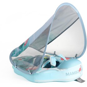Resim Mambobaby Yüzme Simidi - Mavi Flamingo, Emniyetli, Gölgelikli ve Ayak Destekli 