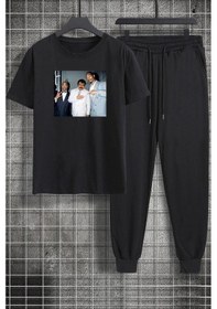 Resim Unisex Müslüm Baba Baskılı 2'li Eşofman Takımı Siyah 