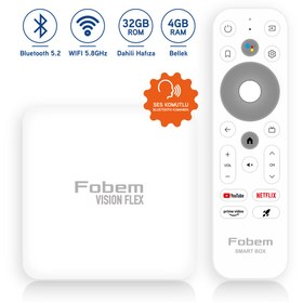 Resim FOBEM Vision Flex 6K Android TV Box Medya Oynatıcı - Ses Komutlu Wi-Fi 4 Gb Ram 32 GB Hafıza 