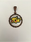 Resim Tomars Kadın Erkek Çocuk Pikachu Işlemeli Kanaviçe Kolye - Anahtarlık ( Pikaçu ) 