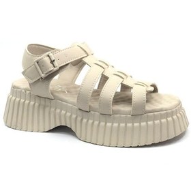 Resim Feles Ortapedik Kalın Taban Kadın Sandalet Bej 