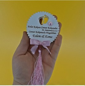 Resim Evlat Kokusu Cennet Kokusudur Yazılı Bebek Magneti 10 Adet Beyaz - Pembe 