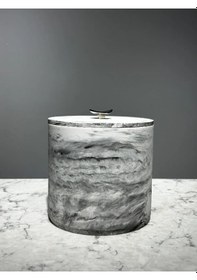 Resim Betonmall Beton Banyo Çöp Kovası Mermer Desen 4 Litre Gri 