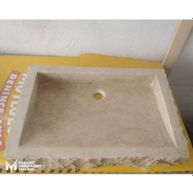 Resim Traverten Dışı Patlatma Dikdörtgen Lavabo 
