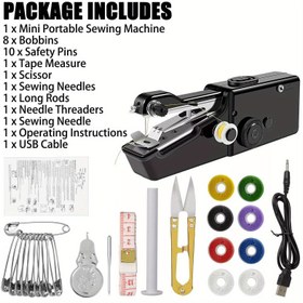 Resim Kompakt Taşınabilir Kablosuz Mini Dikiş Makinesi - Kullanımı Kolay, USB Şarj Edilebilir, DIY Giyim ve Kumaş Projeleri İçin İdeal, Başlangıç Seviyesi ve Yetişkinler İçin Mükemmel, Beyaz/Siyah Renklerde Mevcut, AA Pil Dahil Değil, Dikiş Aksesuarları 