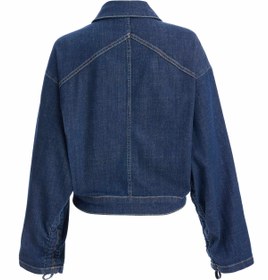 Resim Kadın Kolları Büzgülü Kısa Denim Ceket - XL 