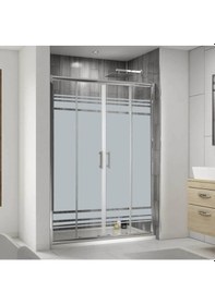 Resim Blackline Duşakabin Desenli İki Duvar Arası Temperli Cam 5Mm Bl004 H:190 Beyaz 