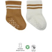 Resim Nessiworld Bistyle Çemberli Kaymaz Soket Çorap 2'Li BS10125 Ekru Hardal 