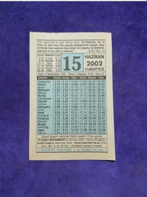 Resim 15 Haziran 2002 Takvim Yaprağı - Nostalji Koleksiyonluk Takvim Yaprağı 