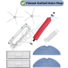 Resim robotyedek Roborock S7 Beyaz Uyumlu Yedek Fırça Hepa Filtre Mop Fırça Kapağı Seti-9 Parça 