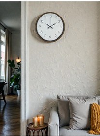 Resim 36 Cm Kahverengi Sade Dekoratif Duvar Saati Açık 