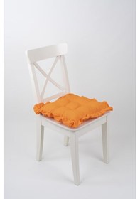 Resim Fancy Fırfırlı Pofidik Turuncu Sandalye Minderi Bağcıklı 42x42cm Turuncu 